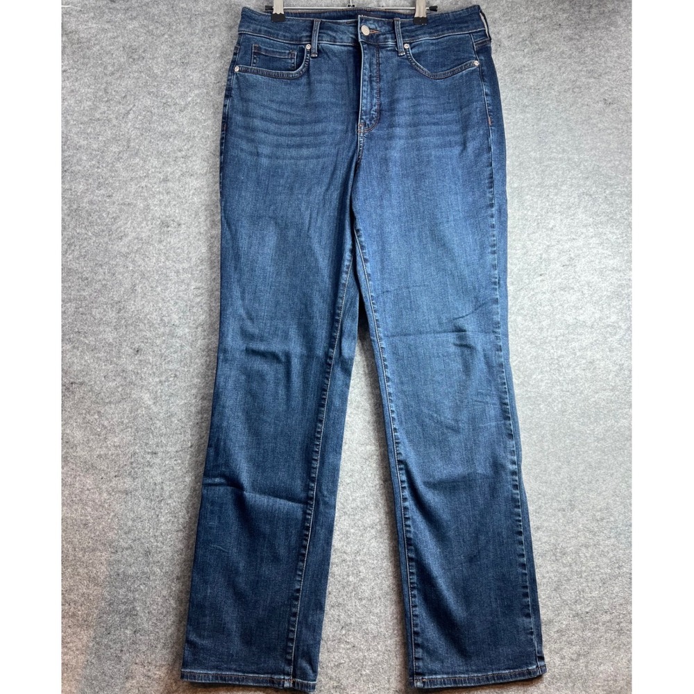 NYDJ Marilyn Straight Leg Jeans Womens Dark Wash Denim Size 10